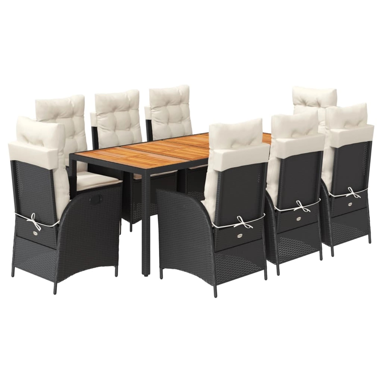 vidaXL 9-Tlg Garten-Essgruppe mit Kissen Schwarz Poly Rattan 3213093 günstig online kaufen