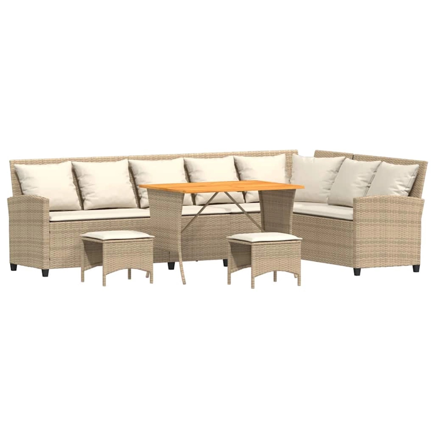 vidaXL 4-Tlg Garten-Sofagarnitur mit Kissen L-Form Beige Poly Rattan 336532 günstig online kaufen