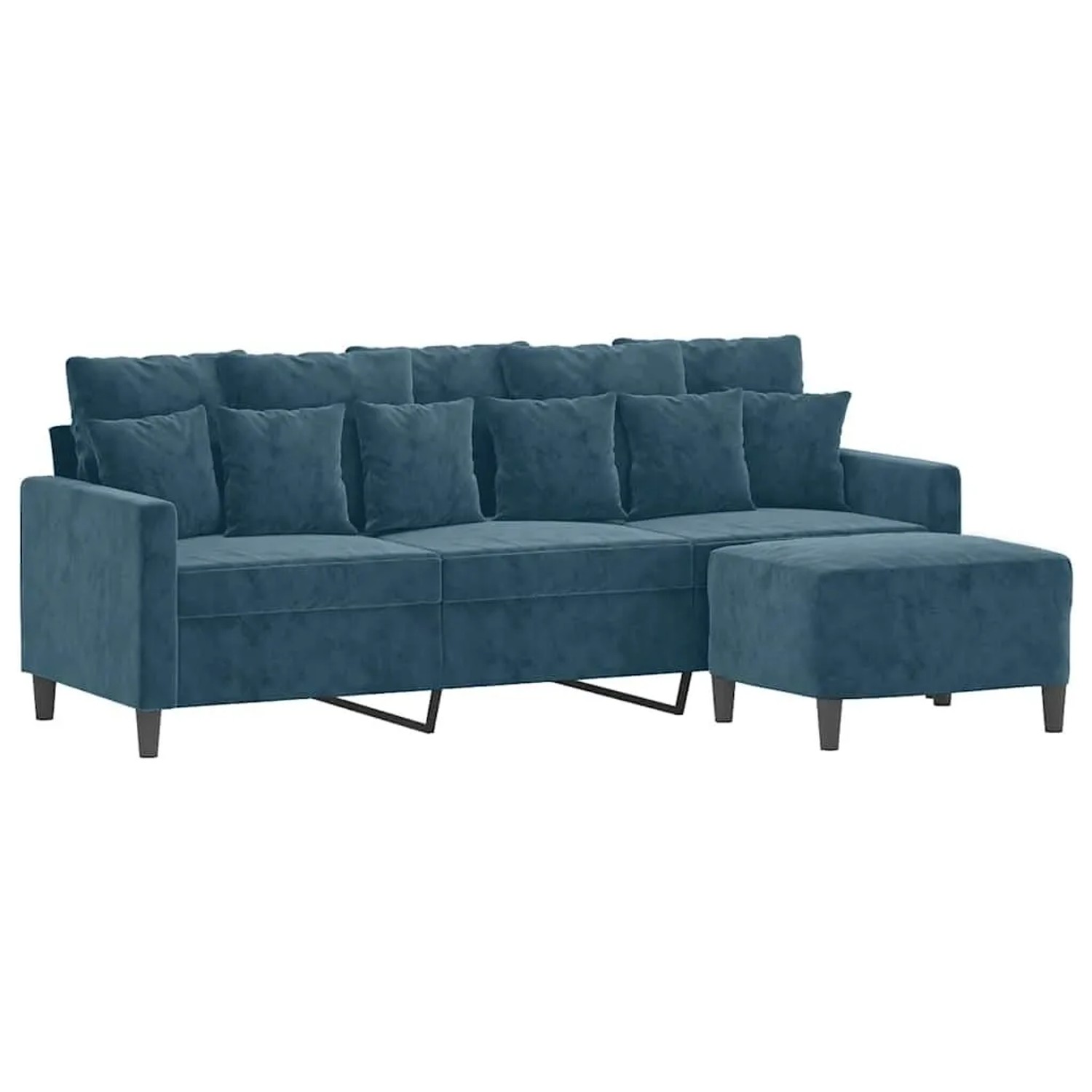 vidaXL 3-Sitzer-Sofa mit Hocker Blau 180 cm Samt 3201116