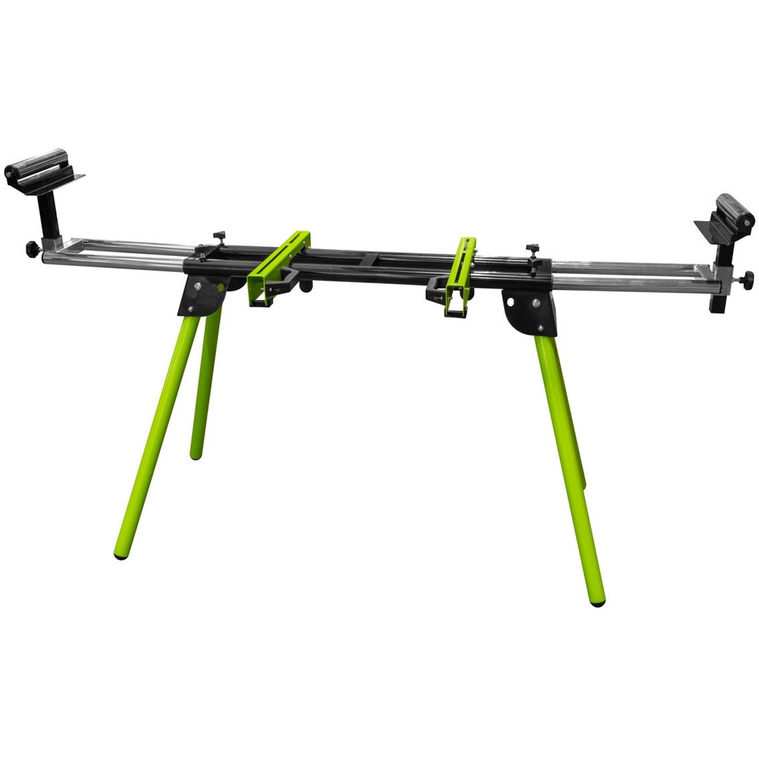 Zipper Kappsägenständer ZI-KSS1650: Universal Sägenständer mit grünen Beinen und verstellbaren Rollen.