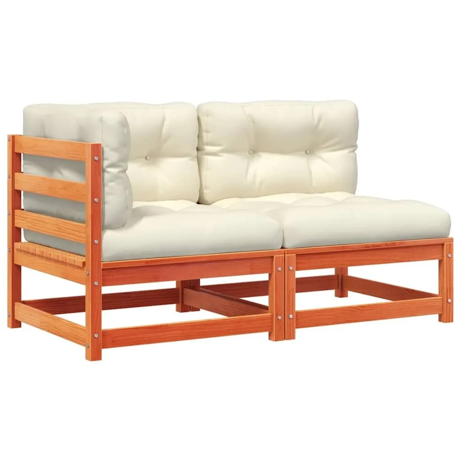 vidaXL Gartensofa mit Kissen 2-Sitzer Wachsbraun Massivholz Kiefer 838122 günstig online kaufen