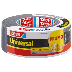 Tesa Reparaturband extra Power Universal, silber, 65m x 48mm. Vielseitiges Folienband zum Reparieren, Befestigen und Abdichten.