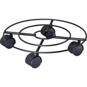 Wagner Pflanzenroller Draht, schwarz matt, Ø 30 cm, mit vier Doppelrollen für flexible Mobilität.