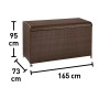 Braune Kissenbox Davenport XXL aus Polyrattan mit Rollen und den Maßen 95x165x73 cm.