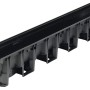 Schwarze ACO Galaline Entwässerungsrinne aus Kunststoff, 1 m lang, für flexible Anwendungen.