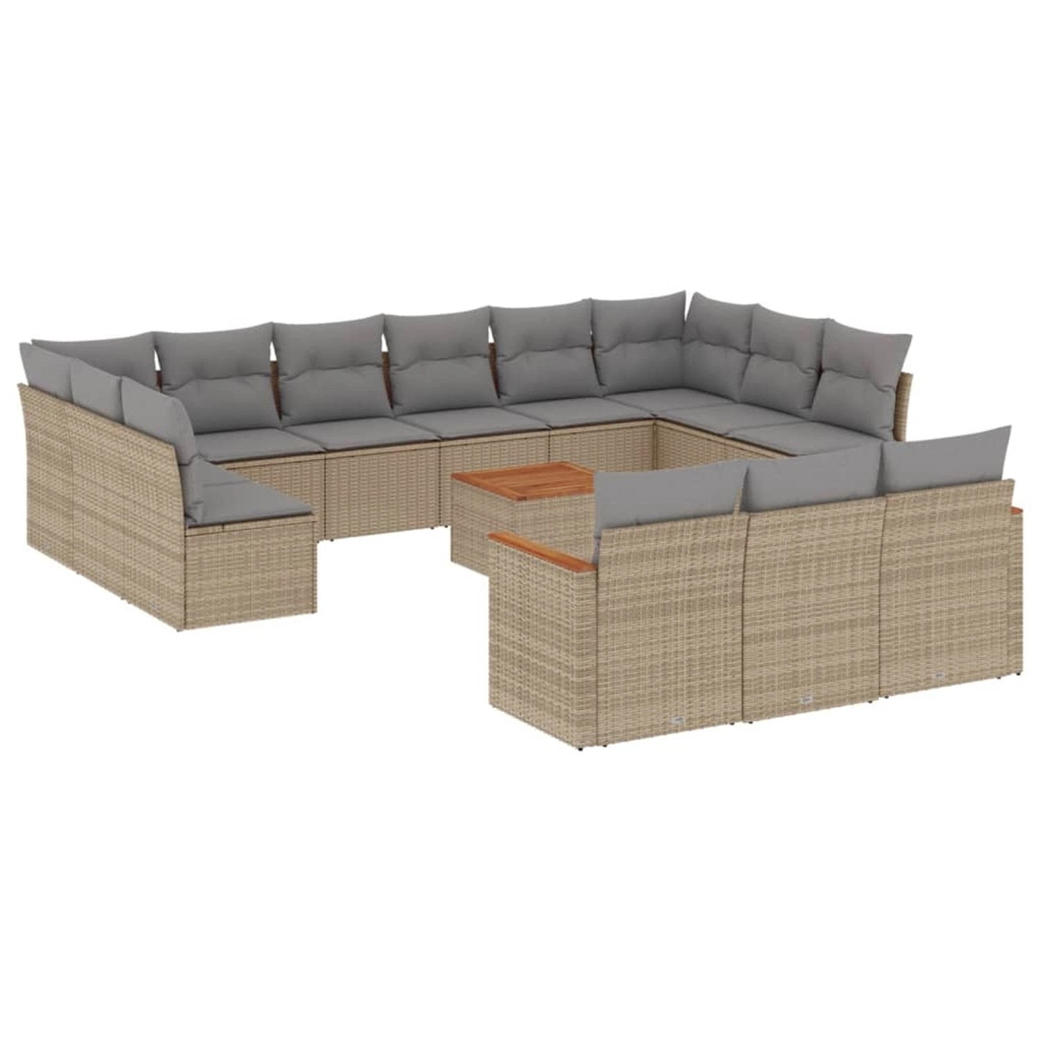 vidaXL 14-Tlg Garten-Sofagarnitur mit Kissen Beige Poly Rattan 3226465 günstig online kaufen