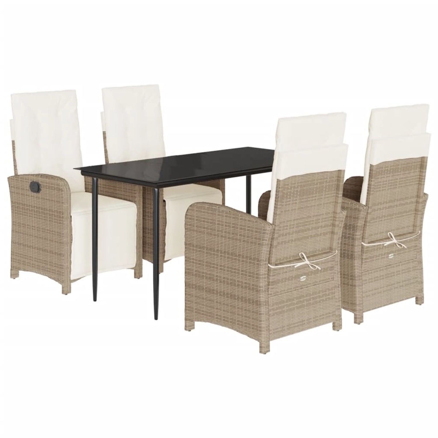 vidaXL 5-Tlg Garten-Essgruppe mit Kissen Beige Poly Rattan 3212572 günstig online kaufen