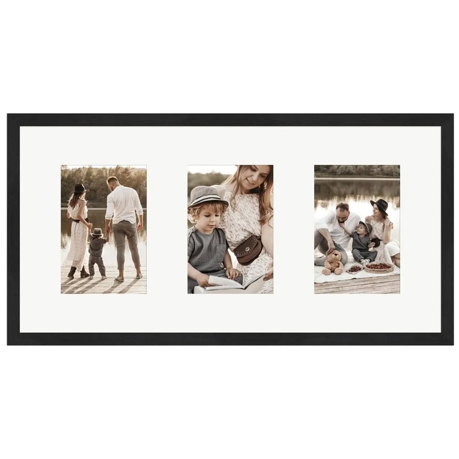 WANDStyle Galerierahmen G950 in Schwarz Gemasert 25 x 50 cm für 3 Bilder im Format 10 x 15 cm