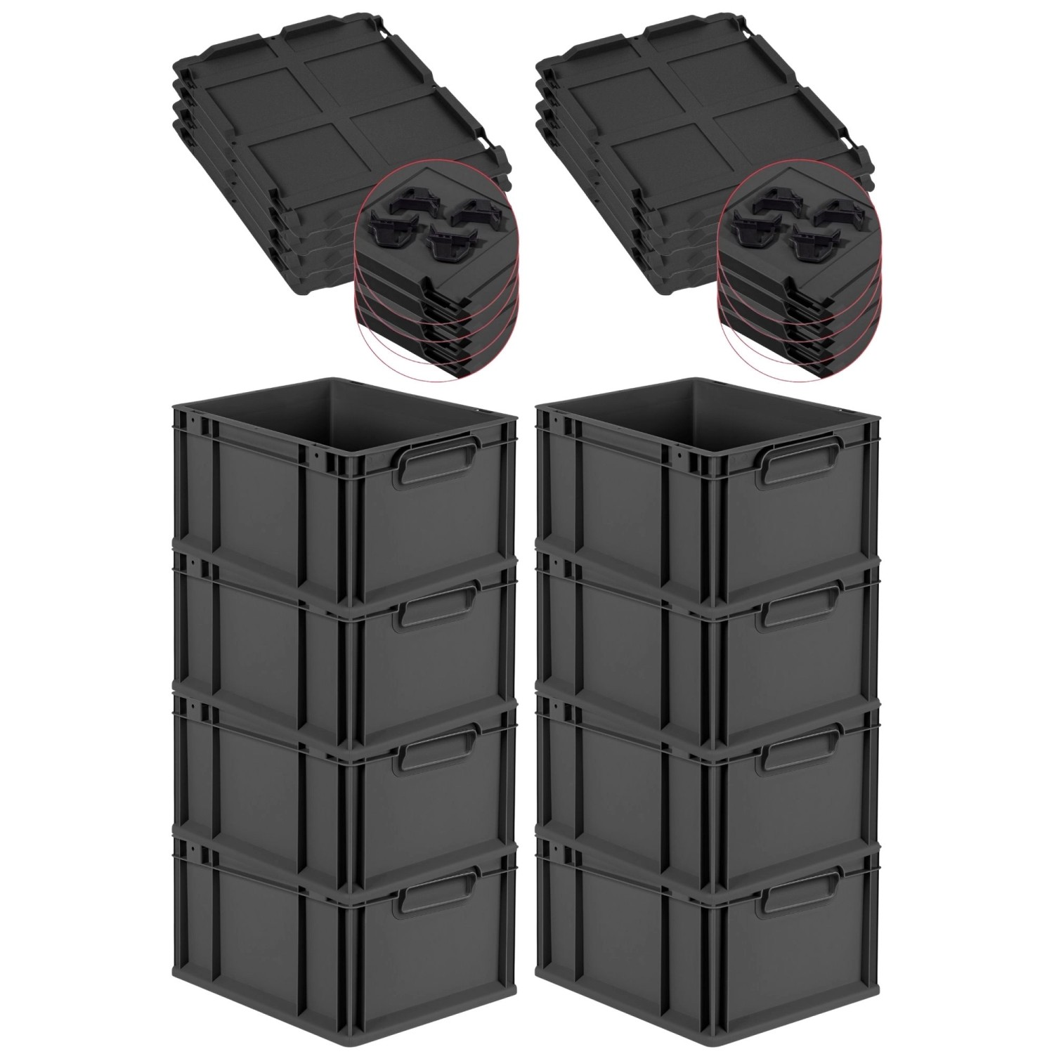 PROREGAL SuperSparSet 8x Eurobox Nextgen Color Mit Auflagedeckel HxBxT 22x3 günstig online kaufen