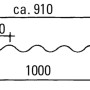 Technische Zeichnung: T&J PVC-Lichtplatte Welle 8, Maße ca. 910 x 1000 mm.