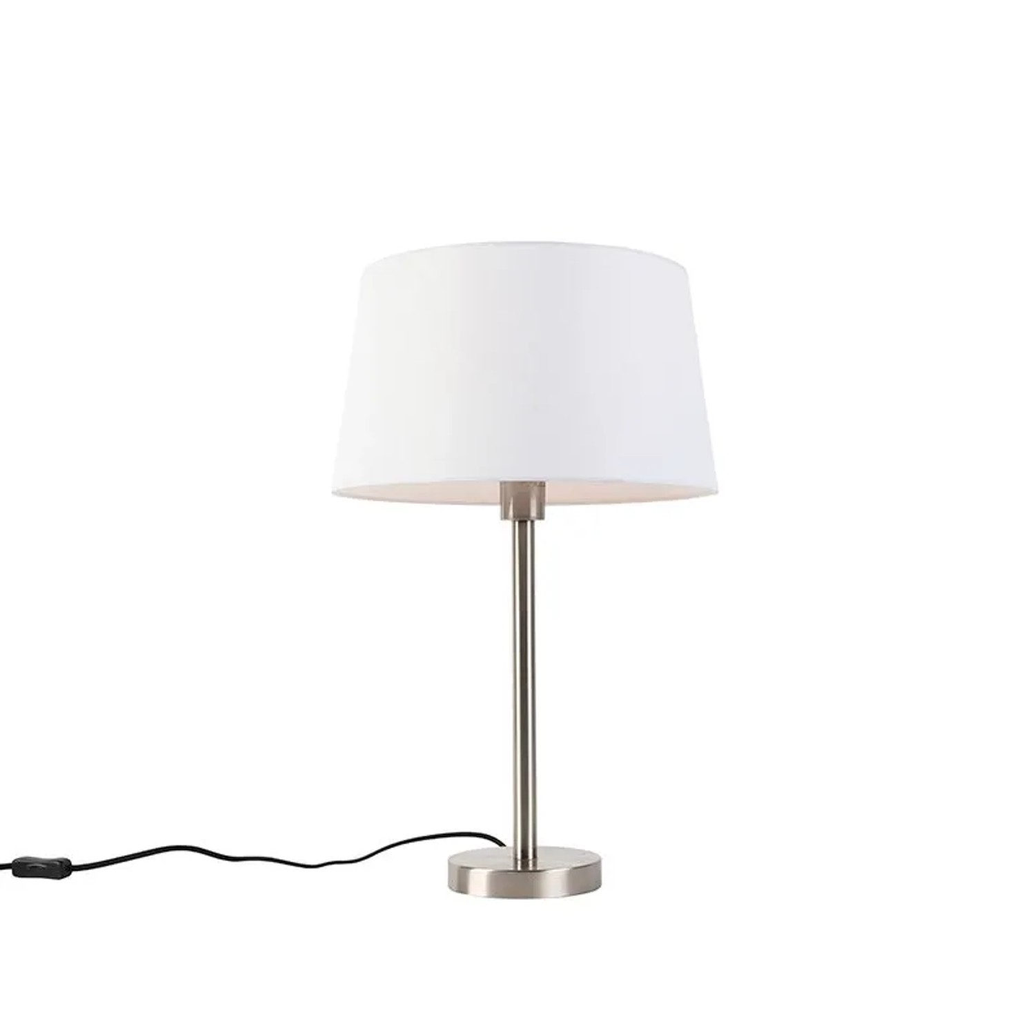 QAZQA Moderne Tischlampe Stahl mit Weißem Schirm 32 cm Simplo