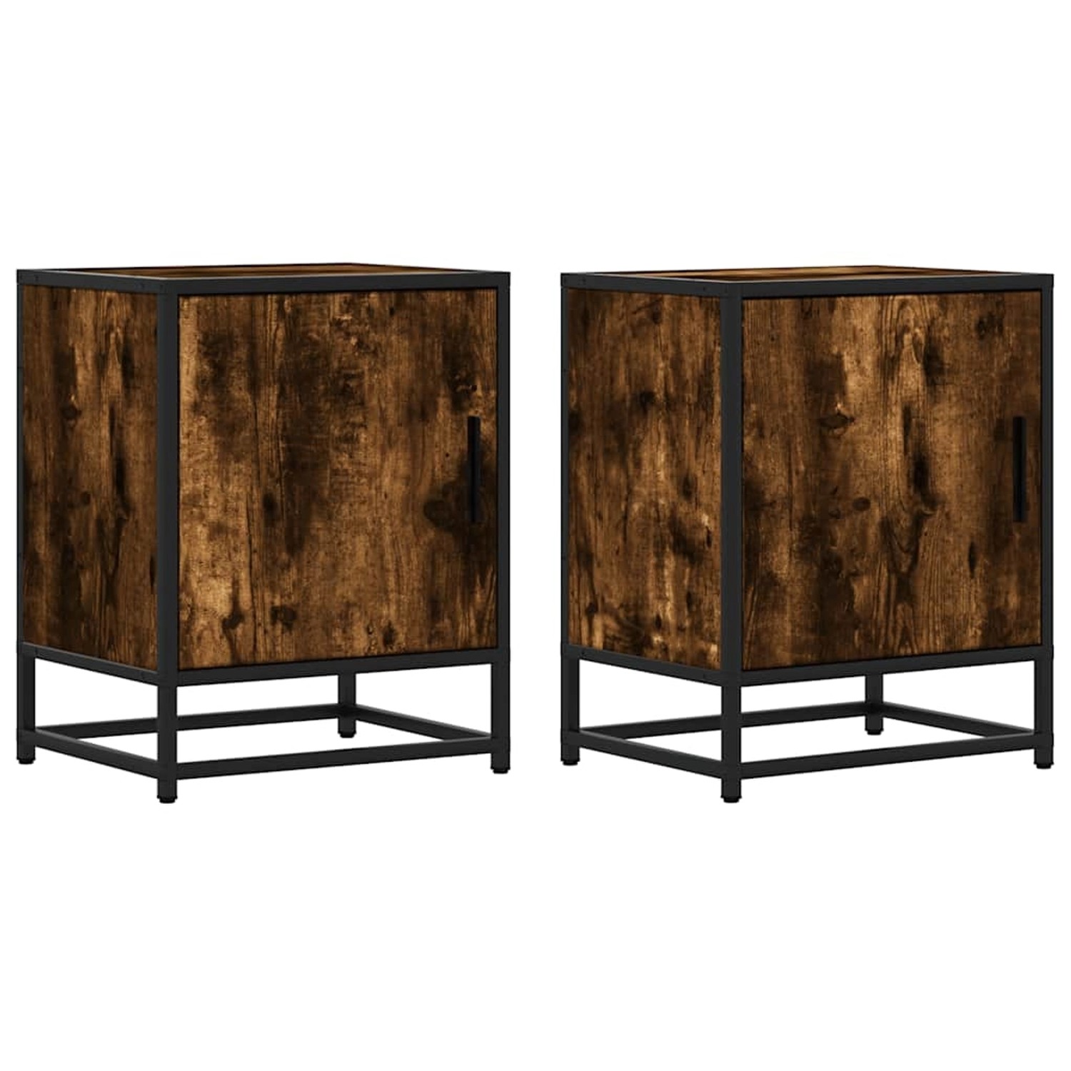 vidaXL Nachttische 2 Stk, Räuchereiche 40x31x50cm Holzwerkstoff Metall 8487 günstig online kaufen