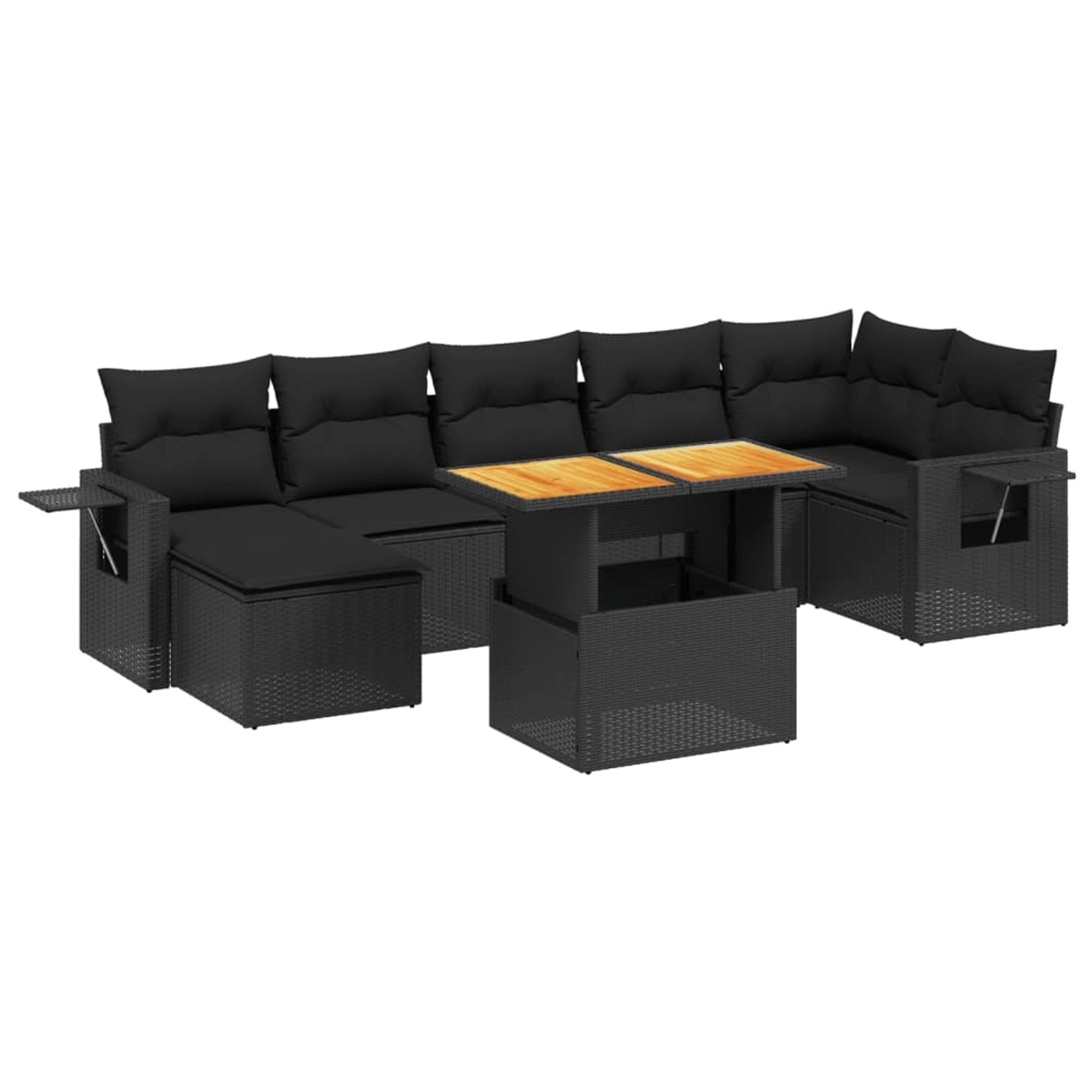 vidaXL 8-Tlg Garten-Sofagarnitur mit Kissen Schwarz Poly Rattan 3271860 günstig online kaufen