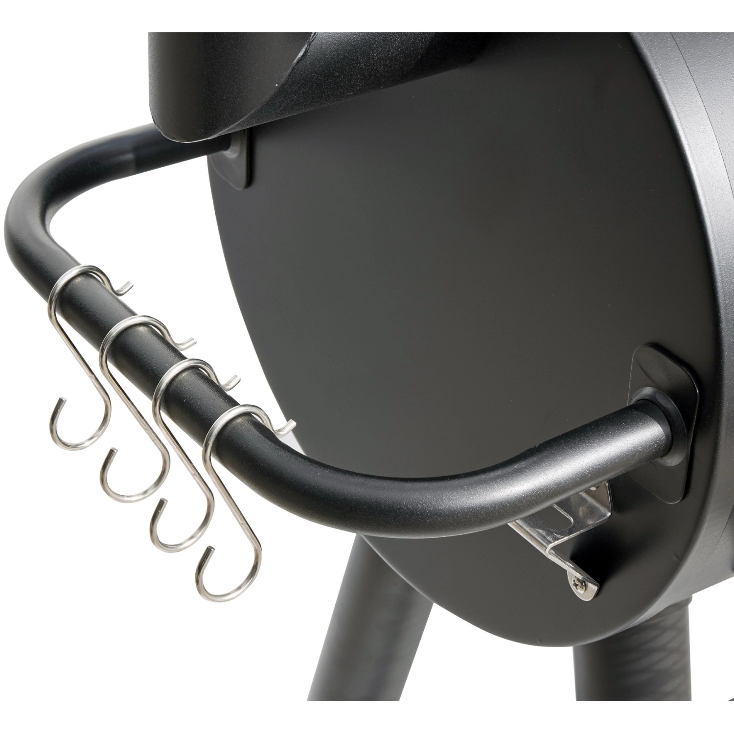 Detailaufnahme: El Fuego Buffalo Holzkohlegrill mit Hakenleiste für Grillbesteck.