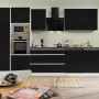 Respekta Premium Küchenzeile, 345 cm, Schwarz Hochglanz/Weiß, mit E-Geräten.