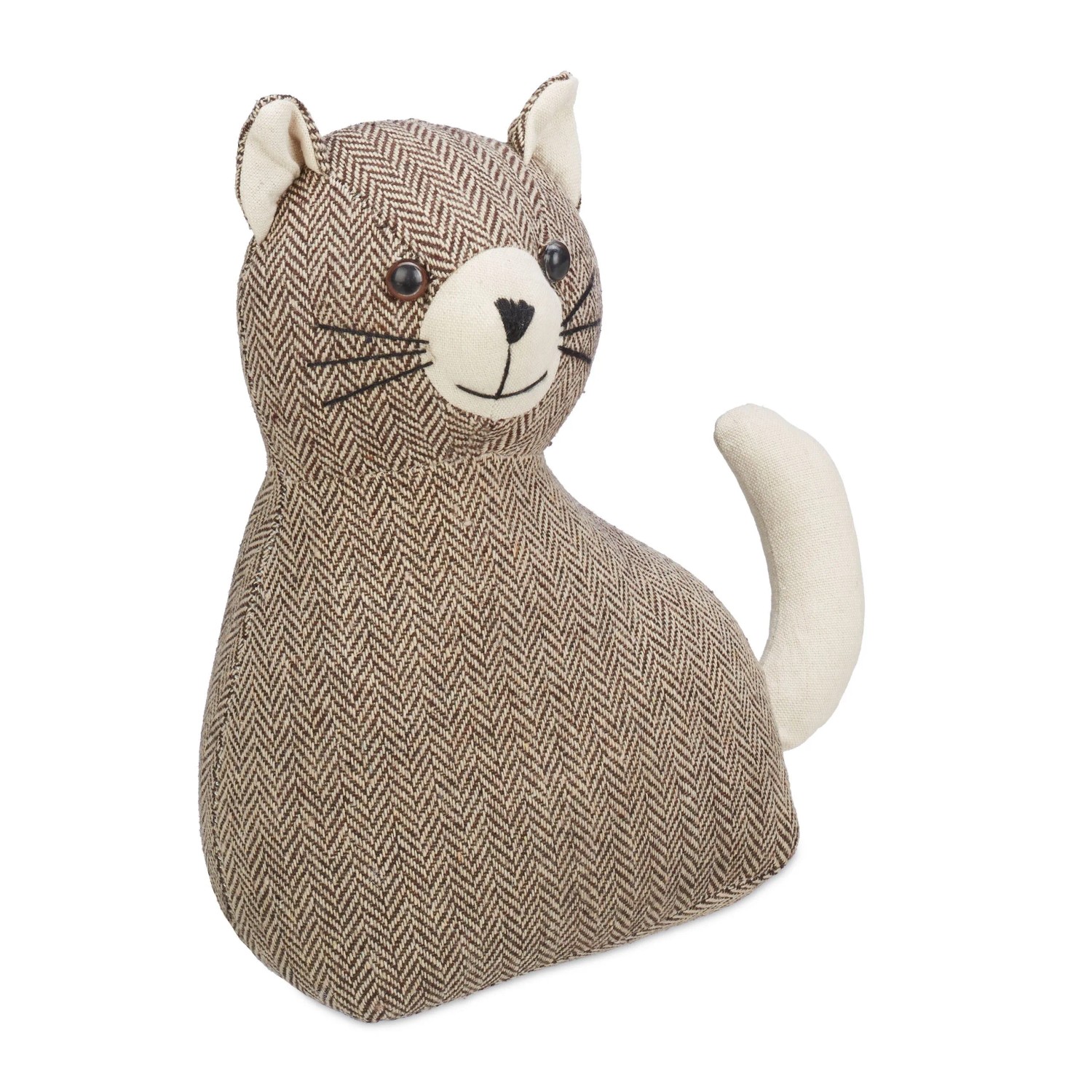 Relaxdays Türstopper Katze Polyester Braun Schwer 25,5 cm x 22 cm x 10 cm 1,4 kg