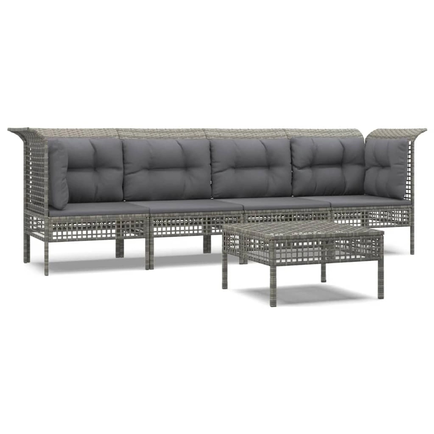 Vidaxl 5-tlg. Garten-lounge-set Mit Kissen Grau Poly Rattan günstig online kaufen