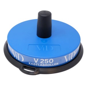 ViD Kabelabroller bis 190 kg, blau, mit schwarzem Dorn und schwarzem Rand.