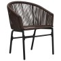 Brauner Rattansessel mit schwarzem Stahlgestell, Teil des vidaXL Bistro-Sets.