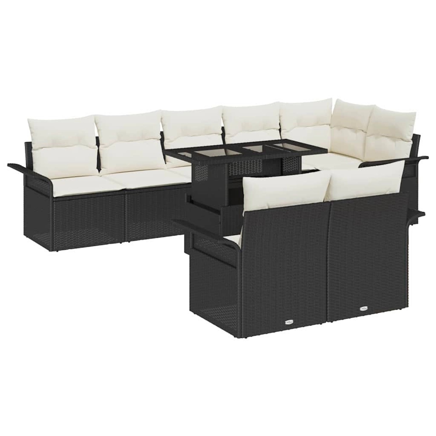 vidaXL Garten-Sofa-Set mit Kissen 9-Tlg Schwarz Poly Rattan 3357040 günstig online kaufen