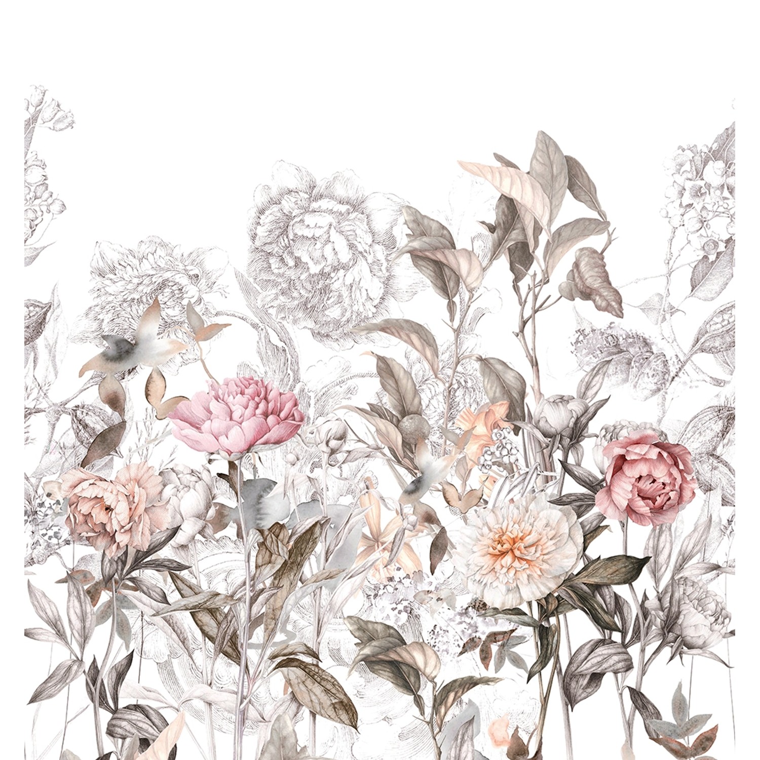 Marburg Fototapete Floral Modern 3,4 m x 3,18 m Weiß FSC®