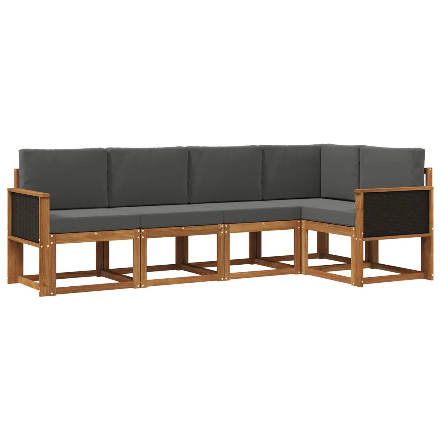 vidaXL Outdoor-Sofagarnitur 5 Stk Natur und Anthrazit Polyester 3385203