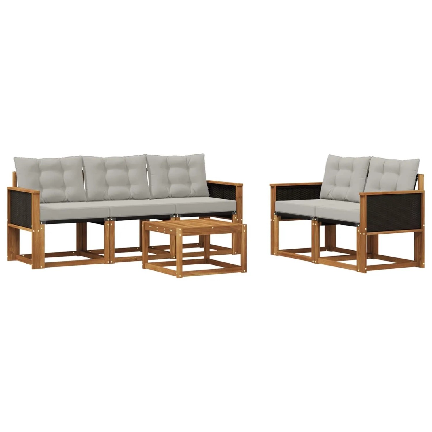 vidaXL Outdoor-Sofagarnitur mit Kissen 6 Stk Natur und Hellgrau 3381767