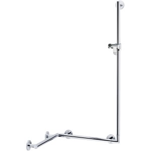 Keuco Plan Care Handlauf mit Brausestange, silbern eloxiert, für Dusche und Badewanne.