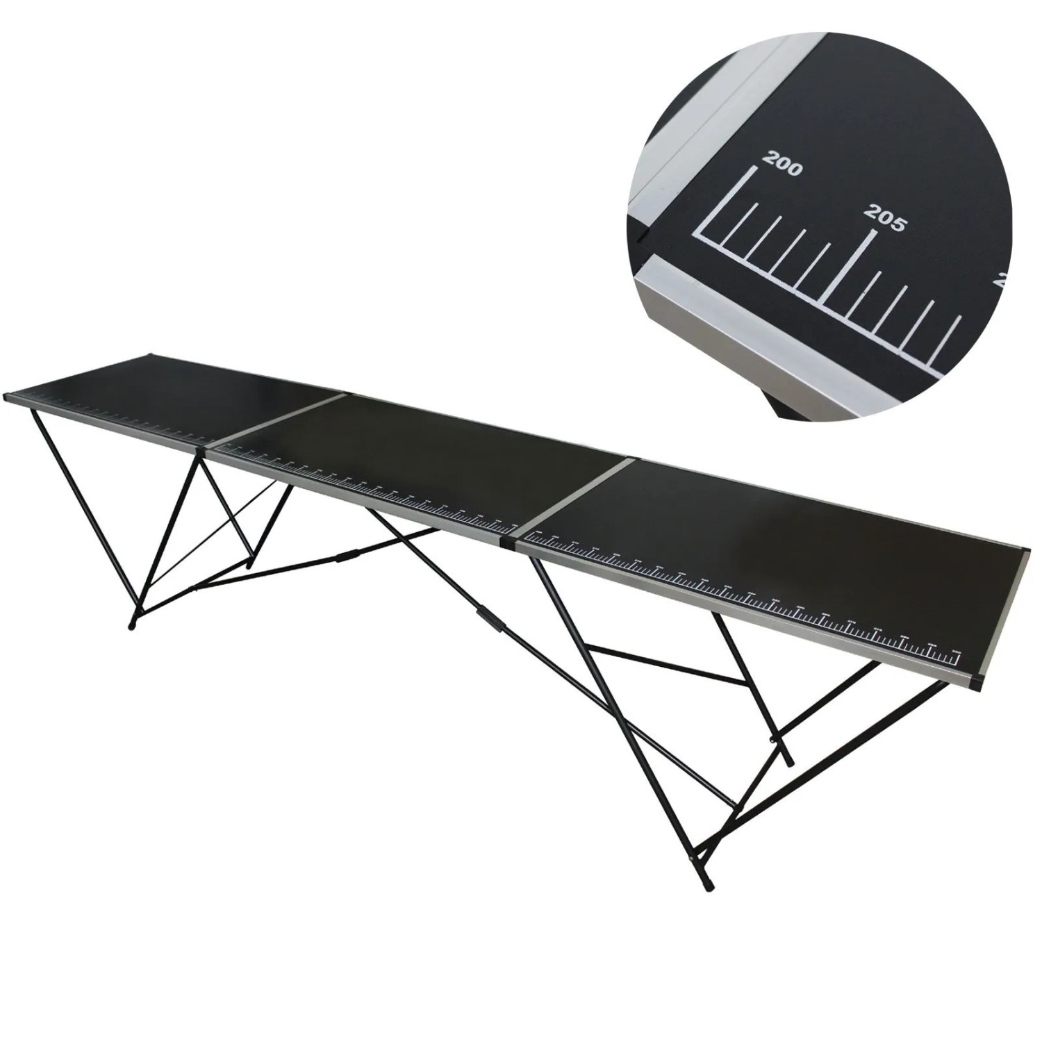 TRUTZHOLM Tapeziertisch Alu Flohmarkttisch 300x60 cm Klappbar mit Messskala