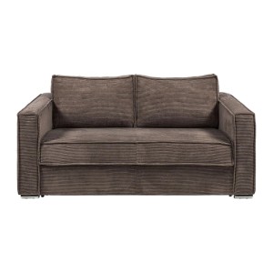 Modernes braunes Cord-Schlafsofa Loreto, 215 cm, mit geripptem Stoff. Kompaktes 4-Sitzer Sofa.