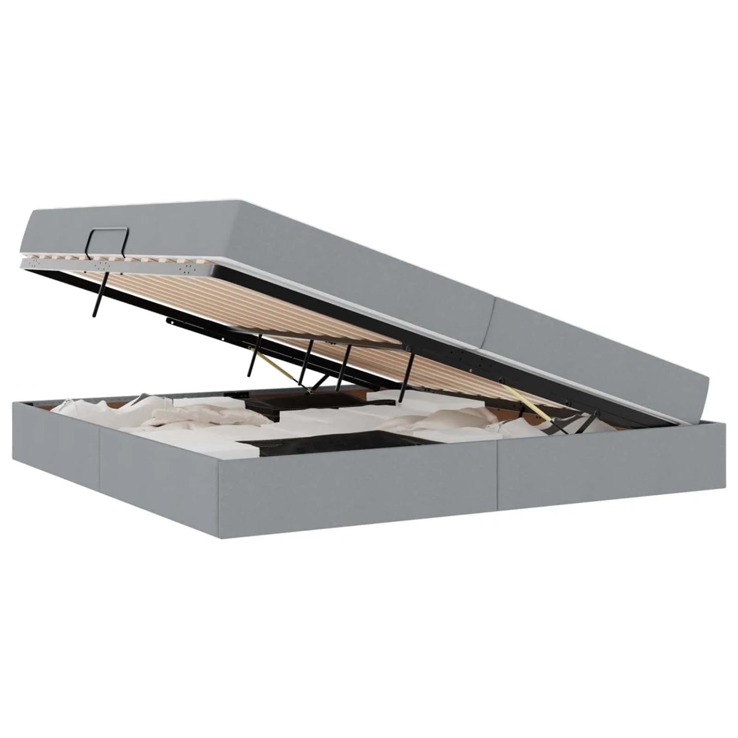 vidaXL Stauraumbett mit Matratze Hellgrau 200 x 200 cm Polyester 3399682 günstig online kaufen