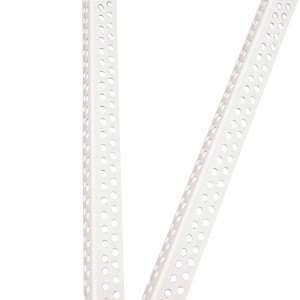 Weißes ProfileXXL Eckschutzprofil, 2,5m, aus PVC für den Trockenbau mit Lochmuster.