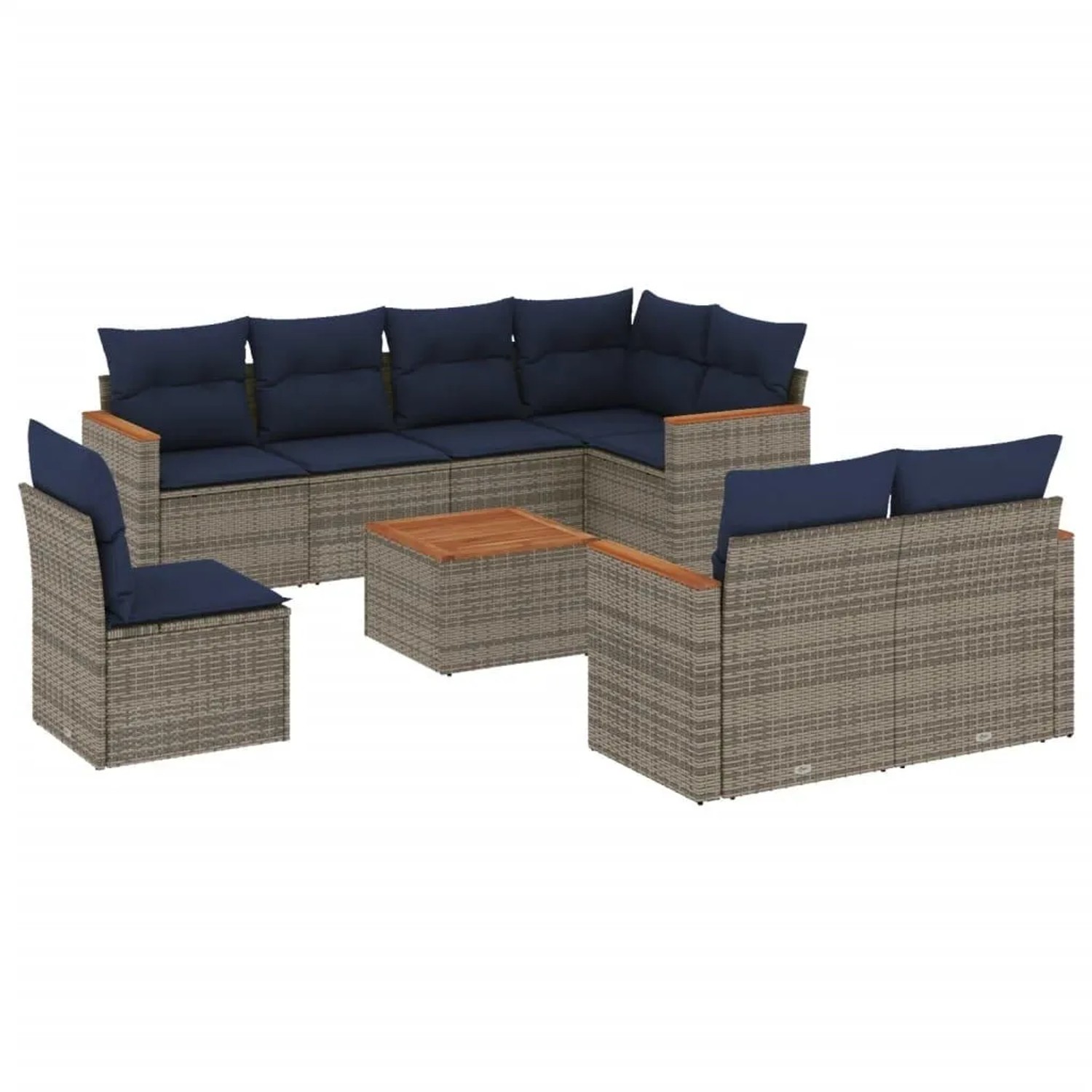 vidaXL 9-Tlg Gartensofa-Set mit Kissen Grau Polyrattan 3226173 günstig online kaufen