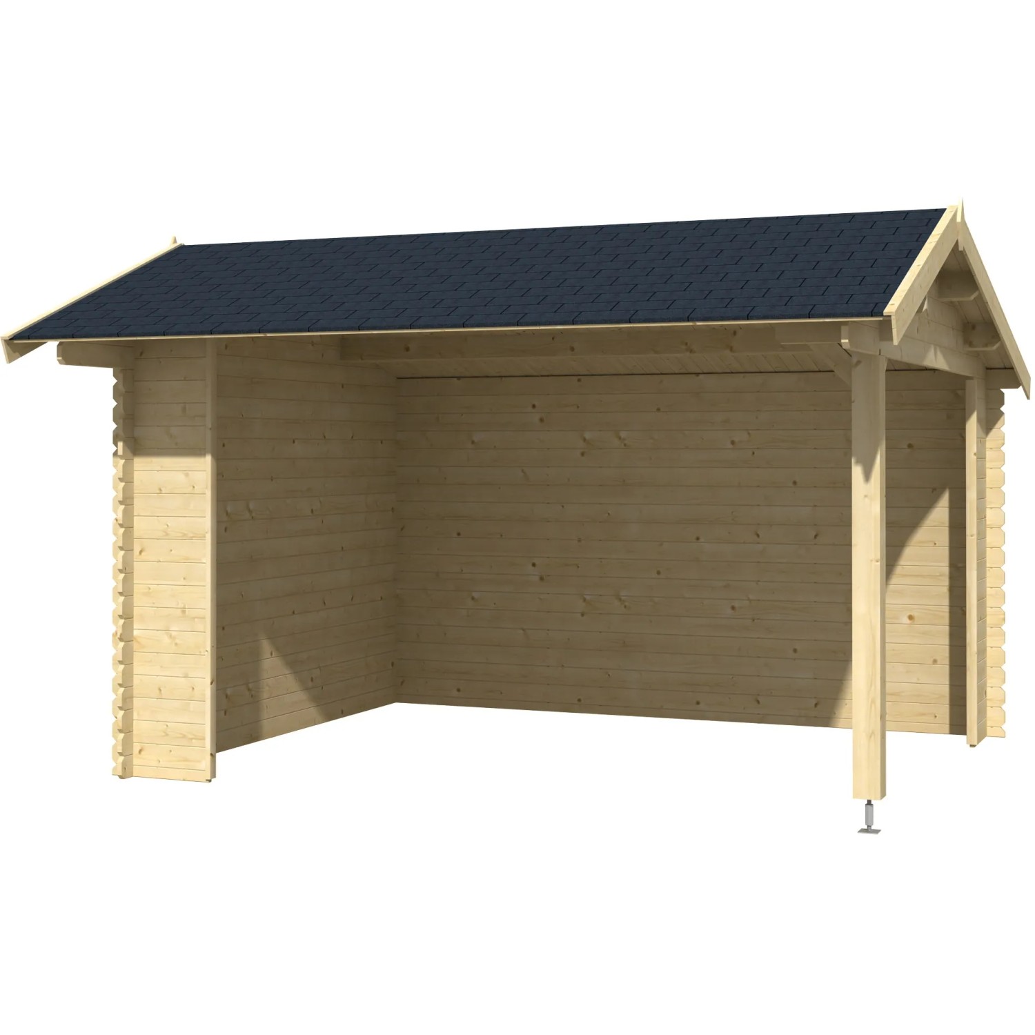 Unterstand/Lounge Kirian 300 aus Holz, naturbelassen, mit Satteldach. Ideal für Garten & Terrasse.