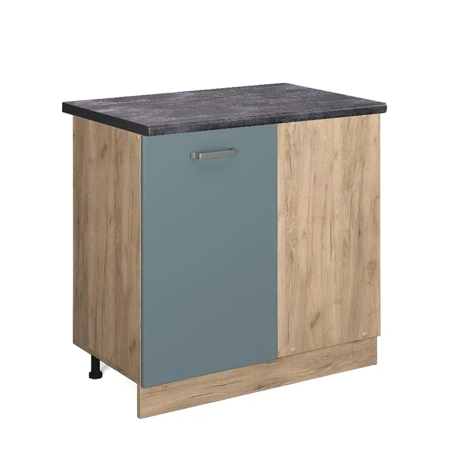Vicco Eckunterschrank R-Line Blau-Grau/Goldkraft Eiche 86 cm AP Anthrazit