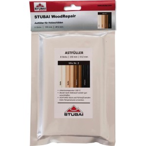 Stubai Astfüller Wood-Repair Mix Pack 2: 8 Holzreparatur-Sticks in Esche, Buche, Walnuss, Schwarz, 150 mm Länge.