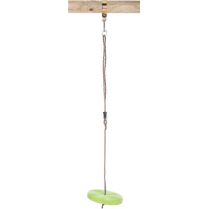 SwingKing Tellerschaukel, apfelgrün, mit Seil und Befestigung für Gartenspielgeräte.