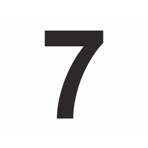 Schwarzer Aufkleber mit der Zahl 7, 6 cm hoch, aus PVC-Folie.