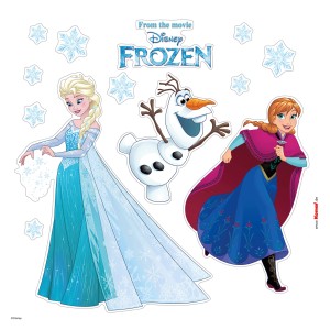 Komar Fenstersticker mit Elsa, Anna und Olaf aus "Die Eiskönigin", 30x30 cm.