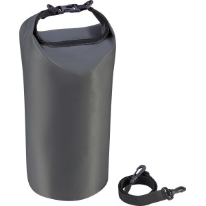 Graue, wasserdichte 5L Tasche für Camping mit Tragegurt.