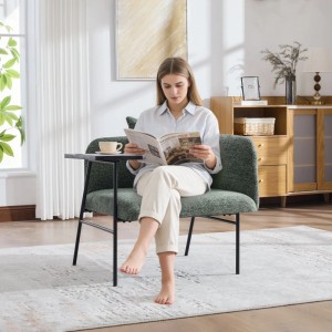 PXloue Stühle Einzelsessel mit Beistelltisch Chenille Sessel mit Seitentaschen für Wohnzimmer Grün