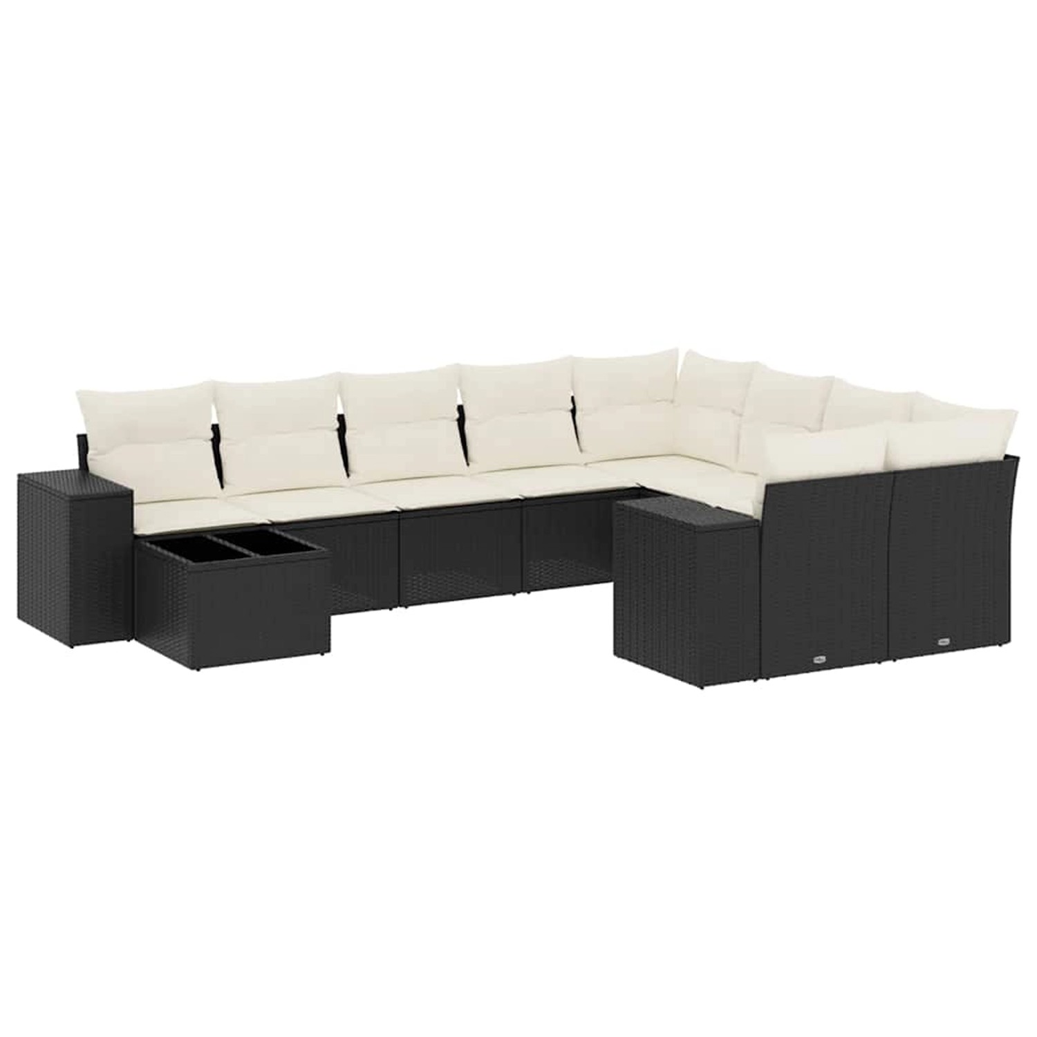 vidaXL 10-Tlg Garten-Sofagarnitur mit Kissen Schwarz Poly Rattan 3255393 günstig online kaufen