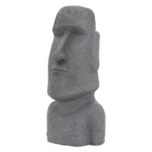 Graue Moai Figur Rapa Nui (78cm) aus Steinguss Kunstharz für Innen & Außen.
