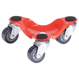 Rote Wagner Transporthilfe mit 3 Rollen, Tragkraft 60 kg, Ladefläche 160x160x160 mm.