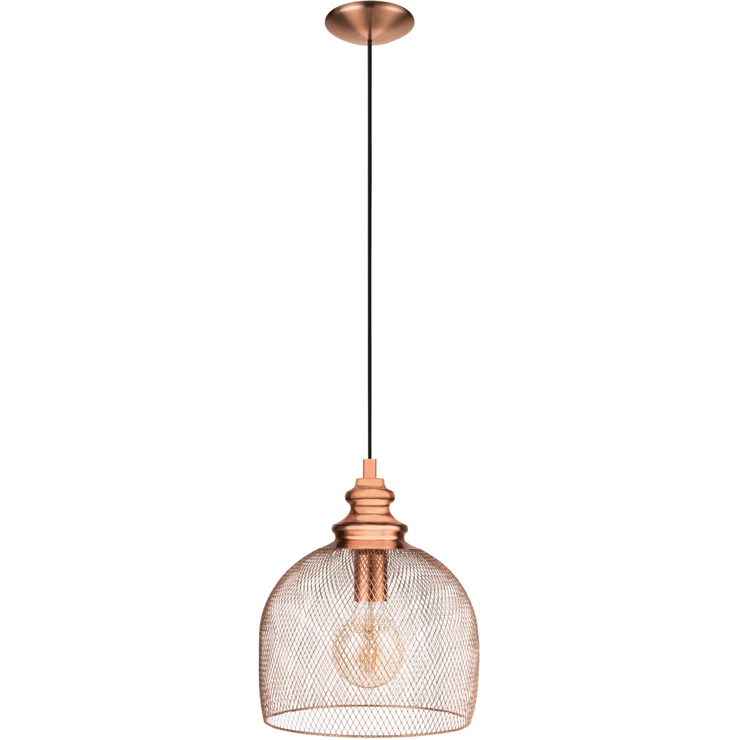 Kupferfarbene Eglo Hängeleuchte Straiton mit E27 Fassung, Pendelleuchte aus Stahl.