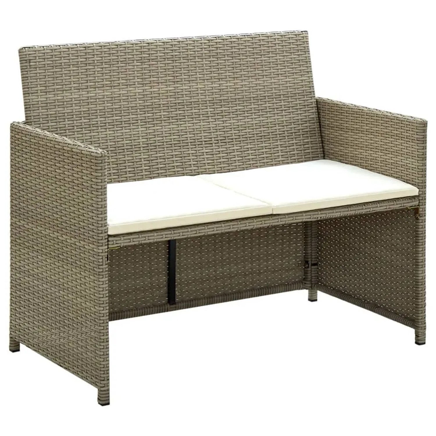 Thumbnail - vidaXL 2-Sitzer-Gartensofa mit Polstern Beige Poly Rattan 46396