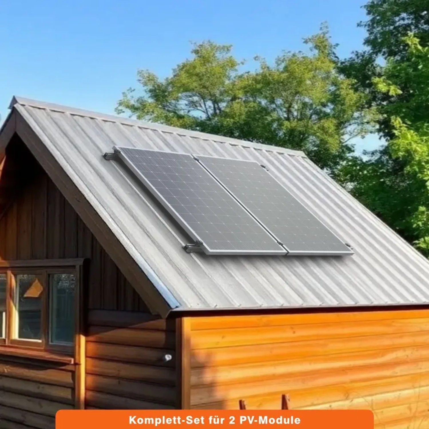 PVundSO Solarmodul-Halterung für 2 Module Befestigung Gartenhütte Trapezblech_2