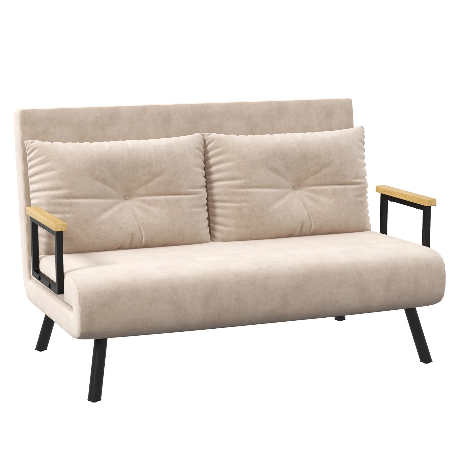 Thumbnail - HOMCOM Schlafsofa mit Rückenkissen Stahl Polyester Beige 102L x 73B x 81H cm