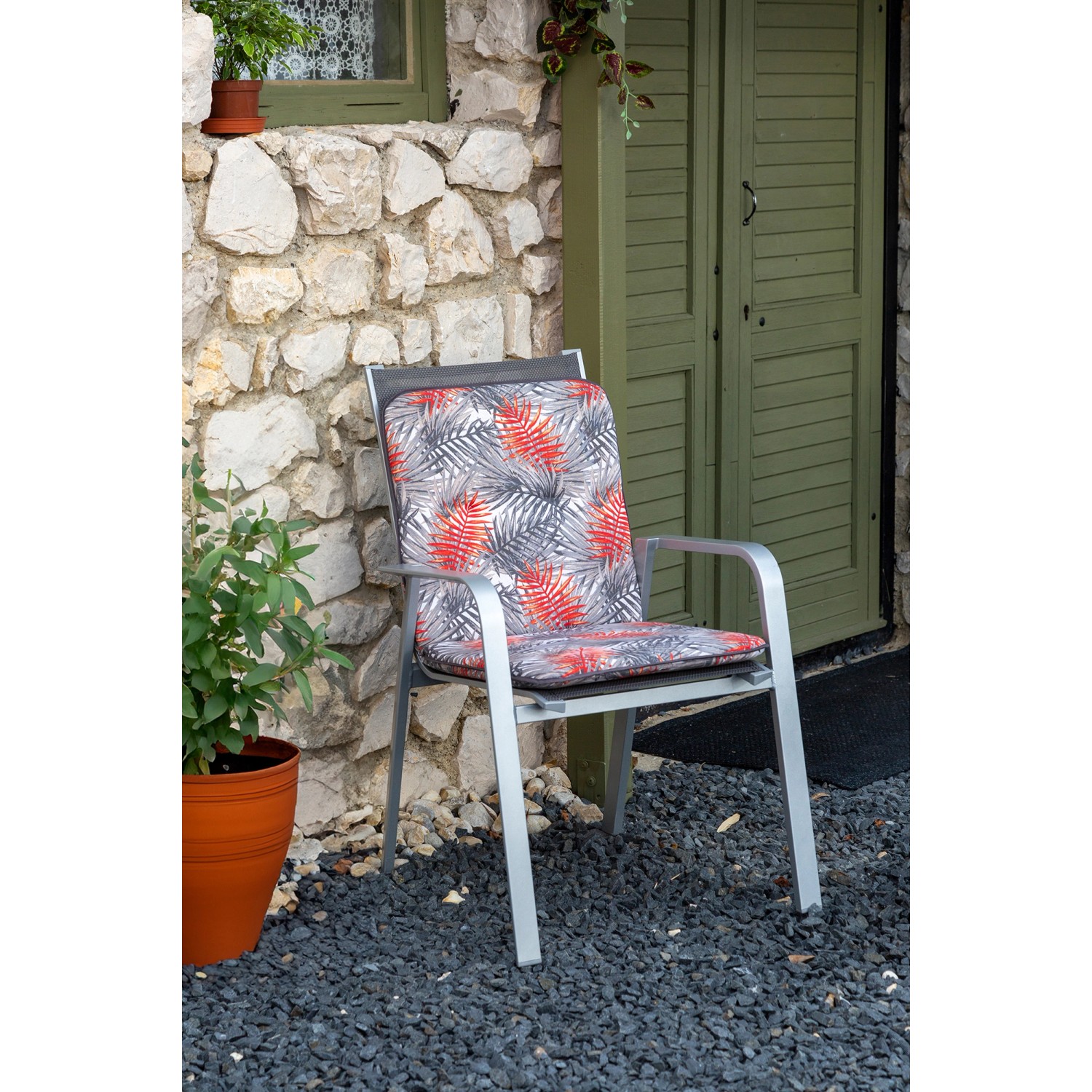 Beo Saumauflage Engels für Niedriglehner, 96x47 cm, mit modernem Blätter-Design für Gartenstühle.