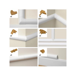 D-Line Kupplung Zubehör-Set Eiche, 16x8mm, verschiedene Verbindungsstücke für Kabelkanäle.